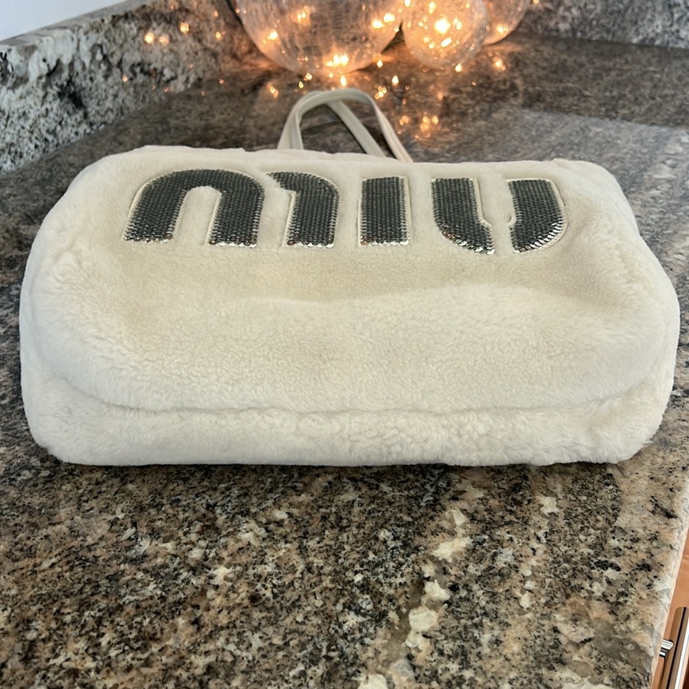 Miu Miu Wool Fur Seqiun Logo Bag - Picture 10 of 16